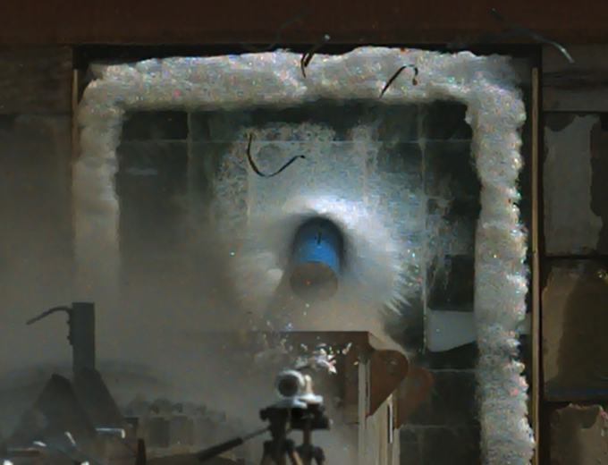 Space penetrator prototype impacting a large block of ice